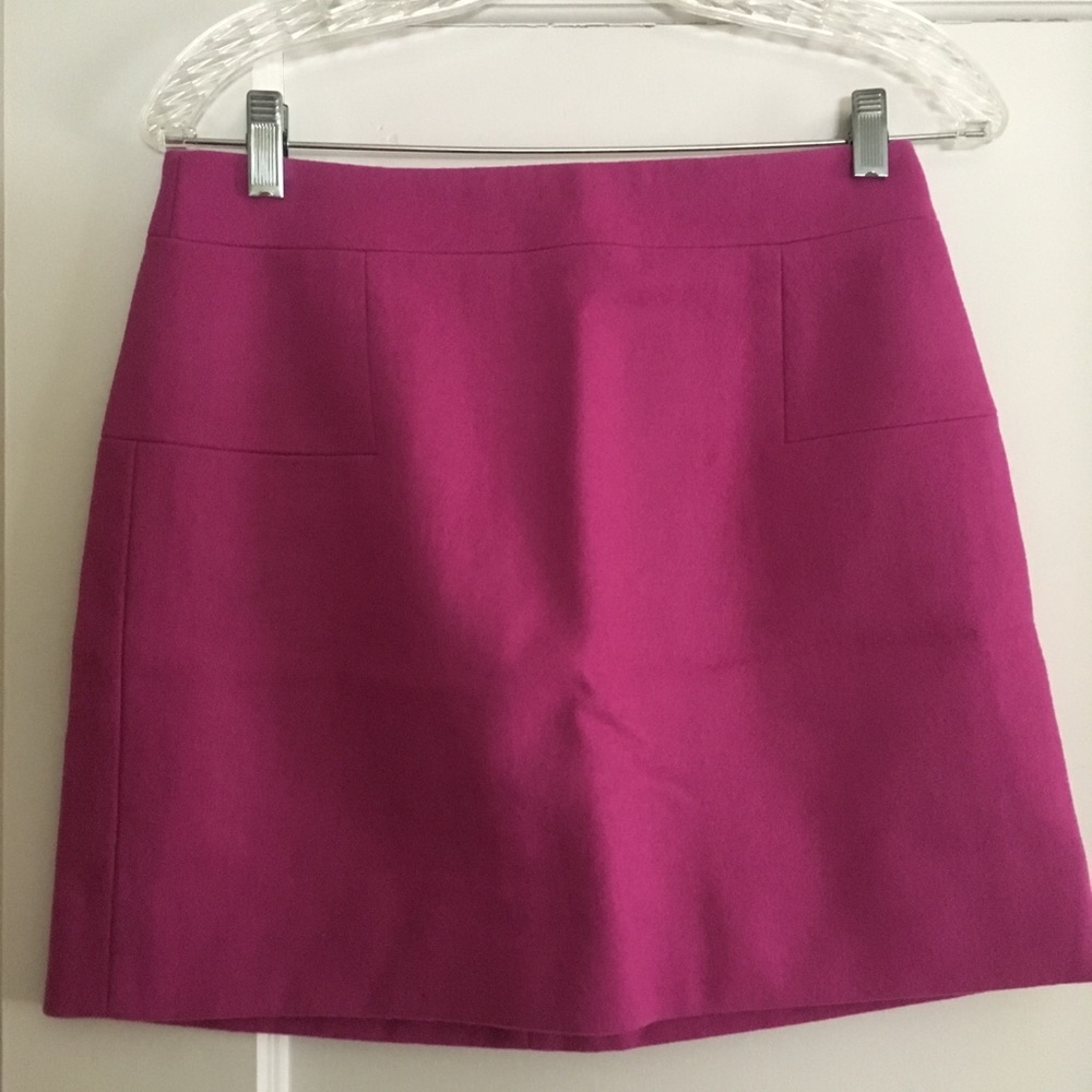 J.CREW felted wool mini skirt fuchsia pink-4-NWT!